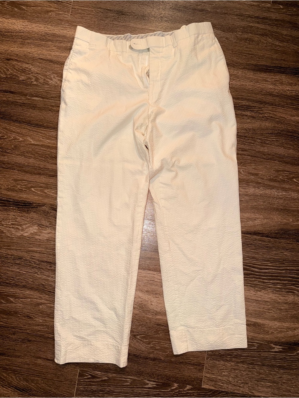 Saks Fifth Avenue Cream Seersucker Dress Pants